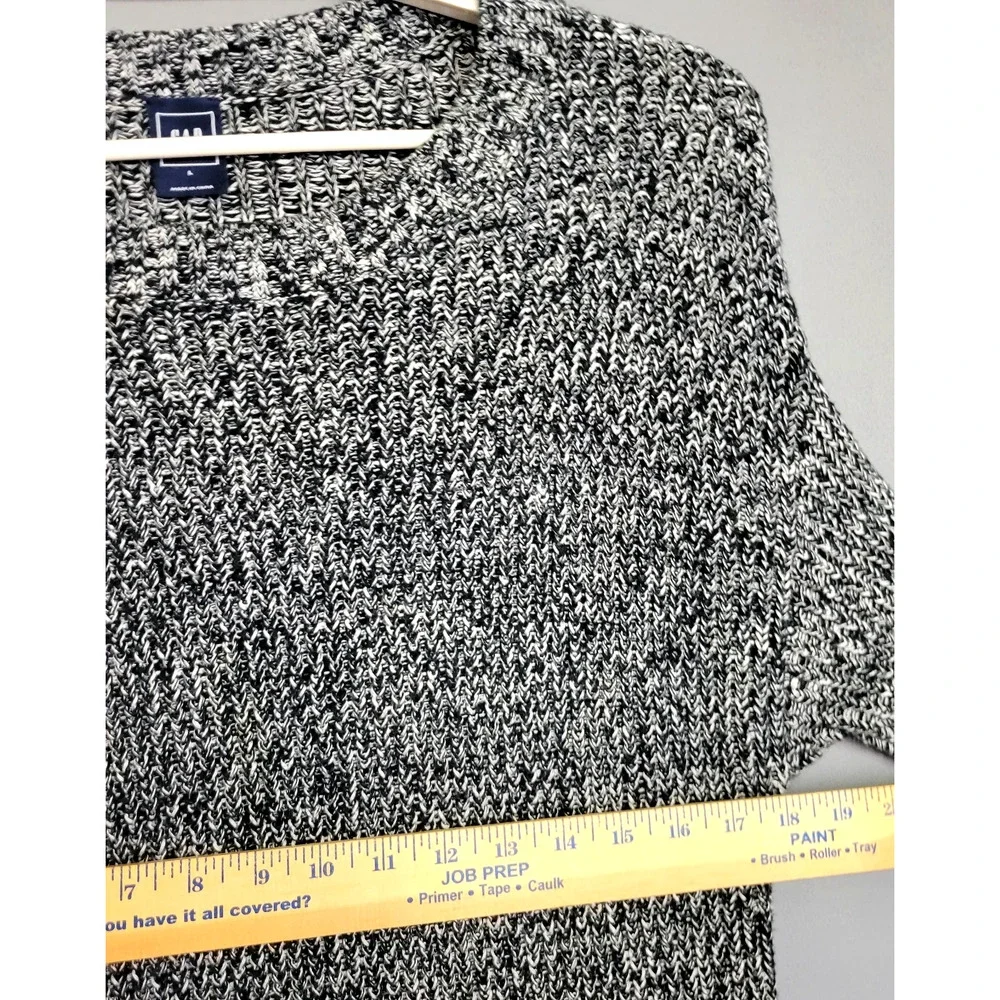 Gap Sweater Dress Womens L Black White Knit Marled Side Zipper Long Sleeves - Picture 6 of 12